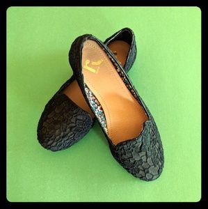 Black Flats with Lace Detail